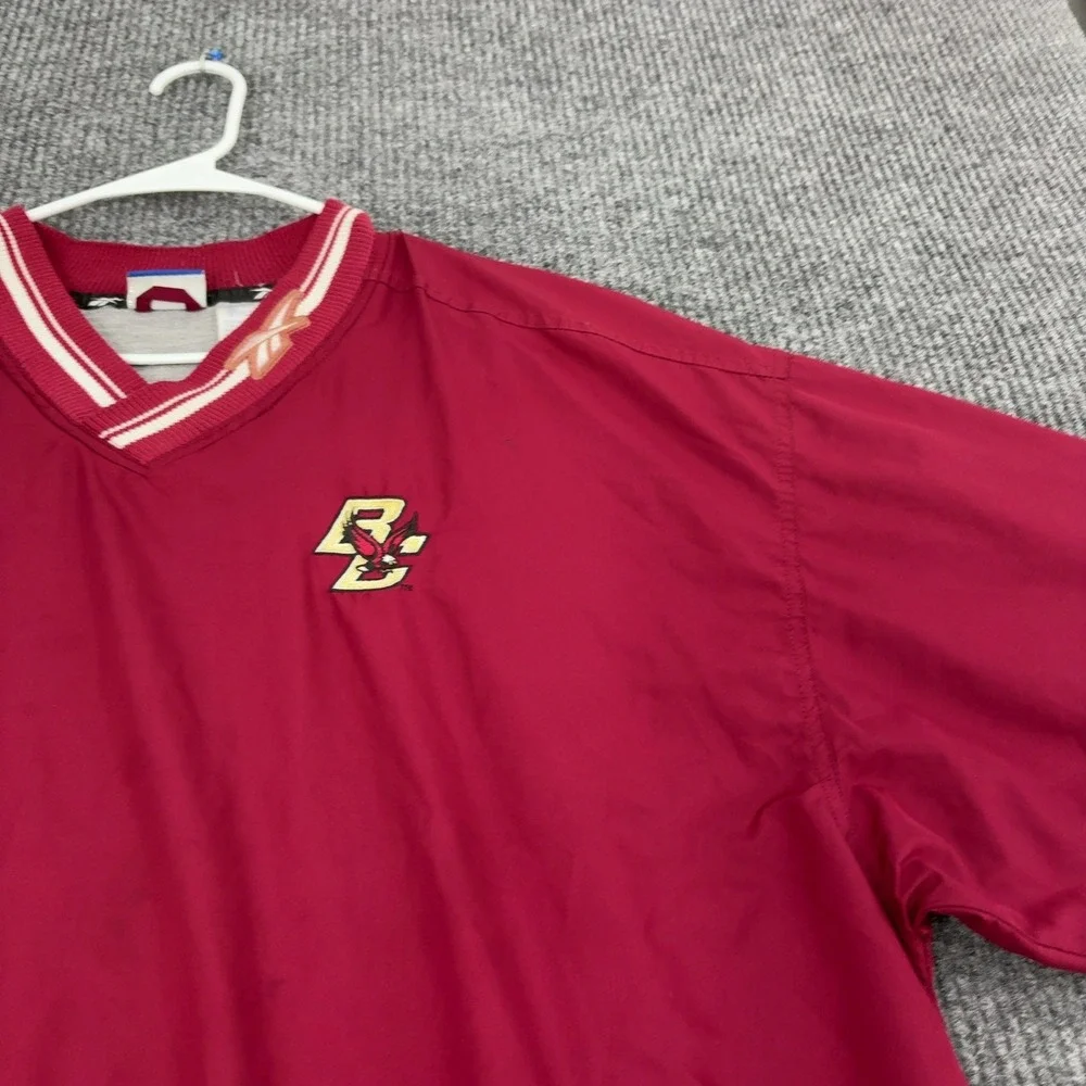 Vintage Boston College Reebok Pullover Jacket Mens XL Maroon Polyester V Neck